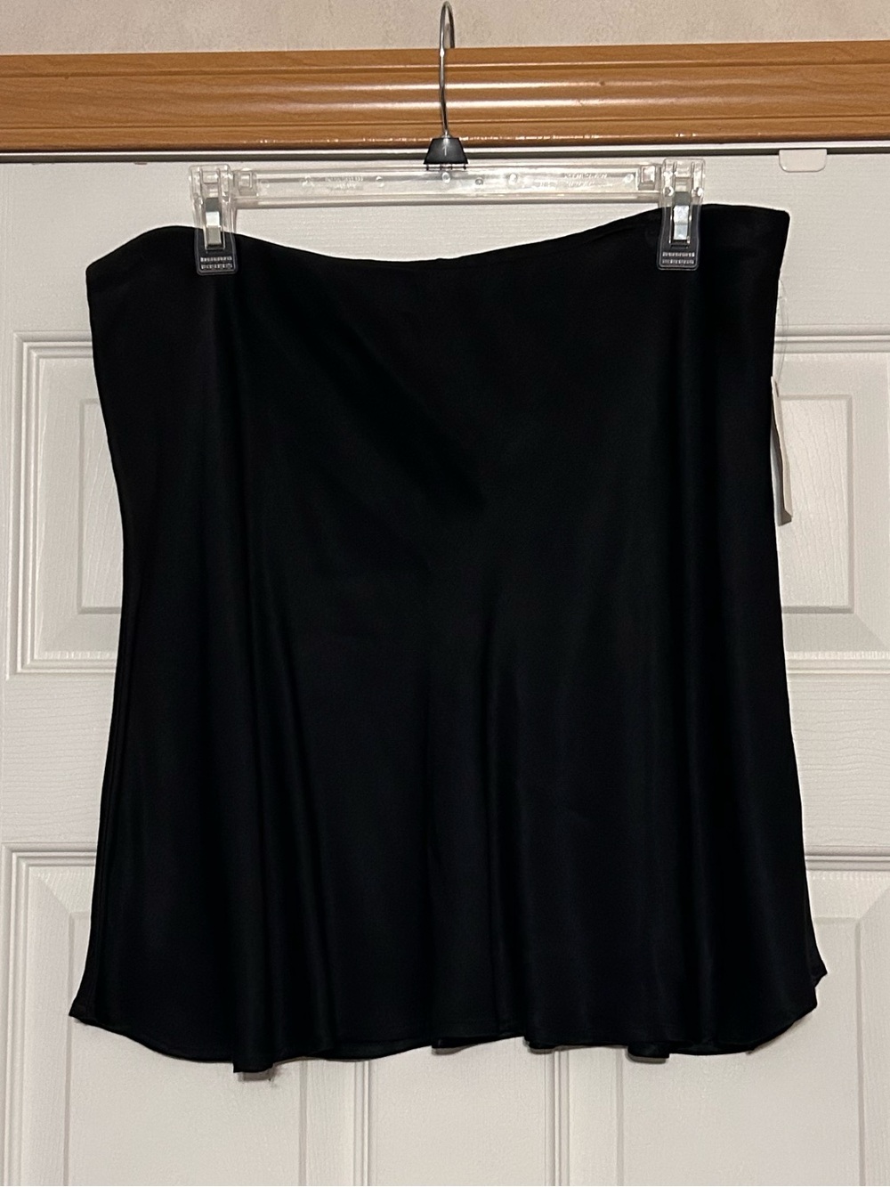 Anthropologie Black Satin Mini Skirt Size XL NWT